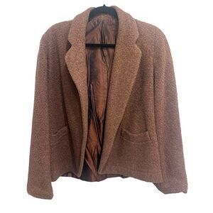 Vintage women’s brown boucle open front blazer 1940’s M